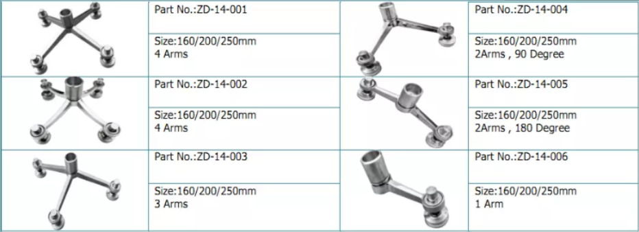 Il versatile Spide in vetro a due bracci in acciaio inossidabile